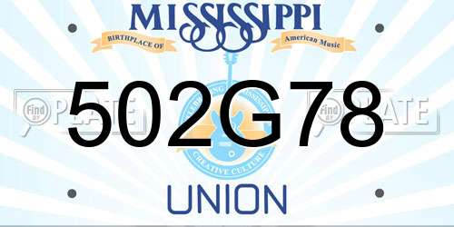 502G78 Mississippi License Plate