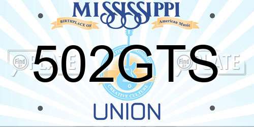 502GTS Mississippi License Plate