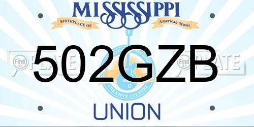 502GZB Mississippi License Plate