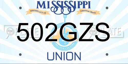 502GZS Mississippi License Plate