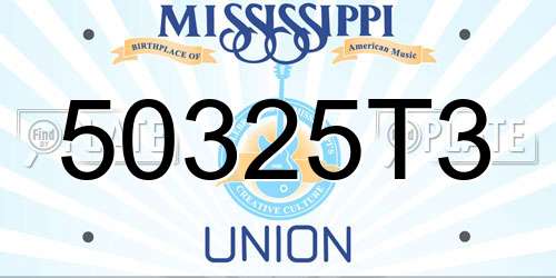 50325T3 Mississippi License Plate