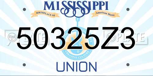 50325Z3 Mississippi License Plate