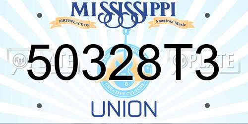 50328T3 Mississippi License Plate