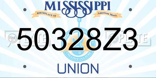 50328Z3 Mississippi License Plate