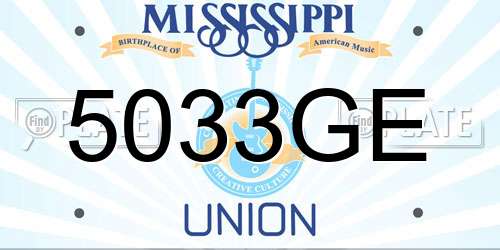 5033GE Mississippi License Plate