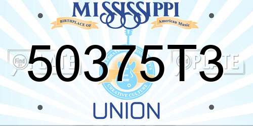50375T3 Mississippi License Plate