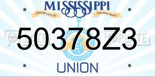 50378Z3 Mississippi License Plate