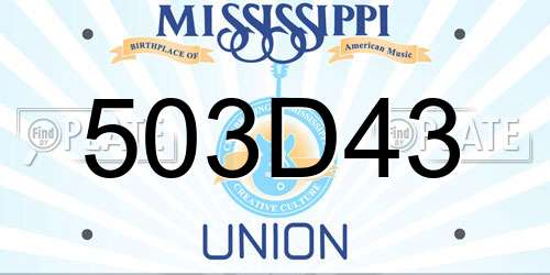 503D43 Mississippi License Plate