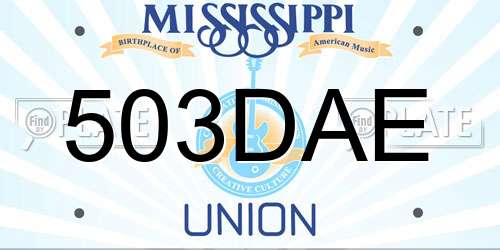 503DAE Mississippi License Plate