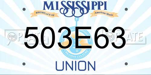 503E63 Mississippi License Plate