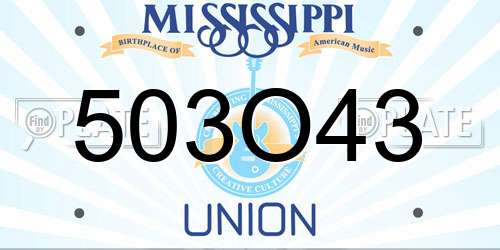 503O43 Mississippi License Plate