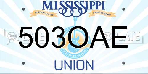 503OAE Mississippi License Plate