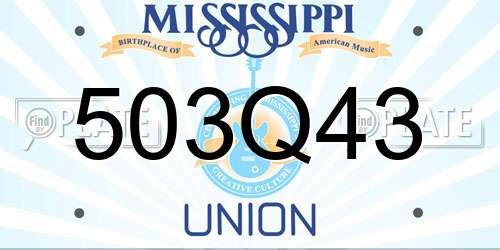 503Q43 Mississippi License Plate