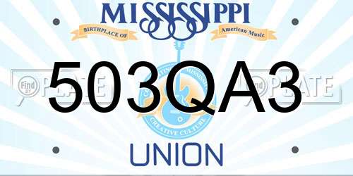 503QA3 Mississippi License Plate