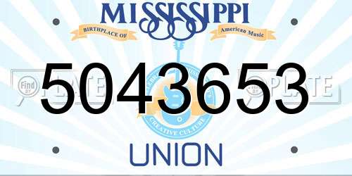 5043653 Mississippi License Plate