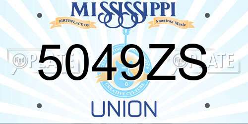 5049ZS Mississippi License Plate