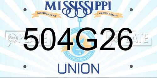 504G26 Mississippi License Plate
