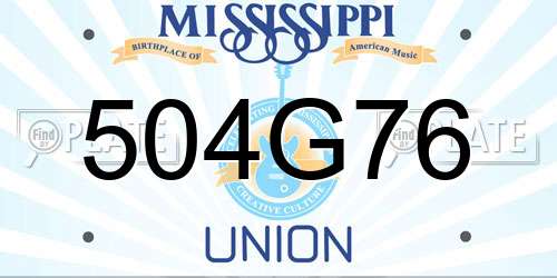 504G76 Mississippi License Plate
