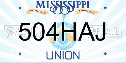 504HAJ Mississippi License Plate