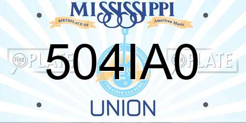 504IA0 Mississippi License Plate