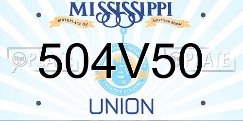 504V50 Mississippi License Plate