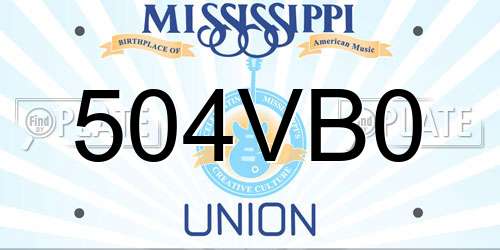 504VB0 Mississippi License Plate