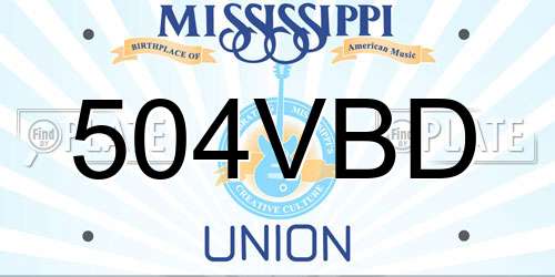 504VBD Mississippi License Plate
