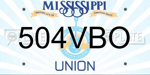 504VBO Mississippi License Plate