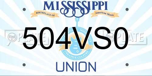 504VS0 Mississippi License Plate