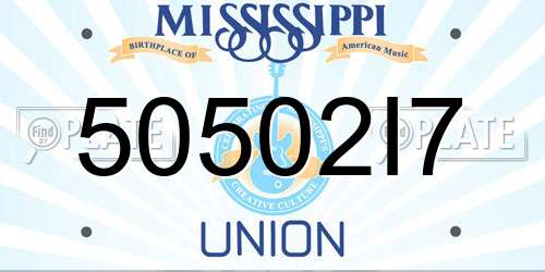 50502I7 Mississippi License Plate