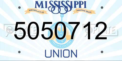 5050712 Mississippi License Plate