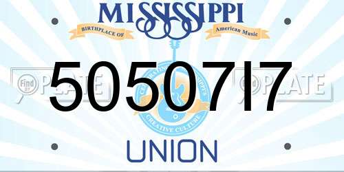 50507I7 Mississippi License Plate