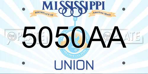 5050AA Mississippi License Plate