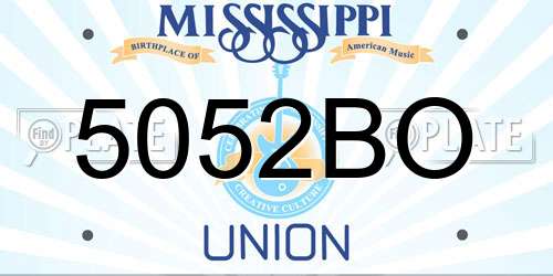 5052BO Mississippi License Plate