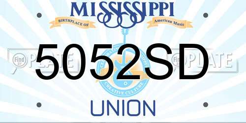 5052SD Mississippi License Plate