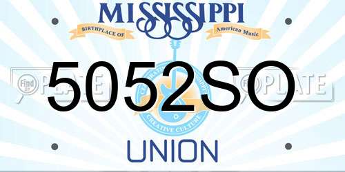 5052SO Mississippi License Plate