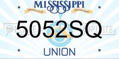 5052SQ Mississippi License Plate