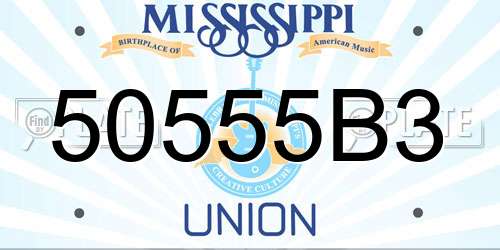 50555B3 Mississippi License Plate