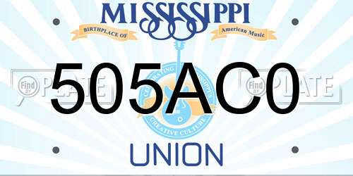 505AC0 Mississippi License Plate