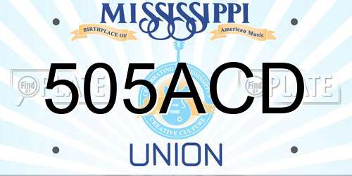 505ACD Mississippi License Plate