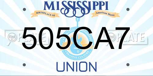 505CA7 Mississippi License Plate