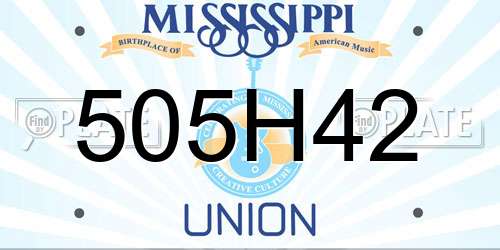 505H42 Mississippi License Plate