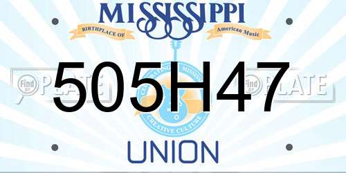 505H47 Mississippi License Plate