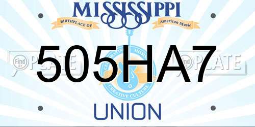 505HA7 Mississippi License Plate