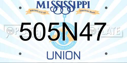 505N47 Mississippi License Plate