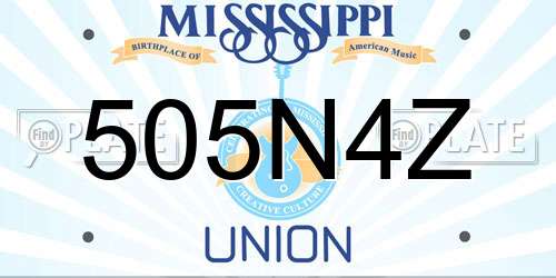 505N4Z Mississippi License Plate