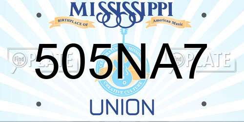 505NA7 Mississippi License Plate