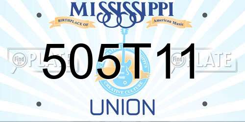 505T11 Mississippi License Plate
