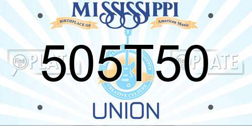 505T50 Mississippi License Plate