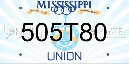 505T80 Mississippi License Plate